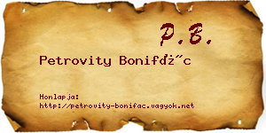 Petrovity Bonifác névjegykártya